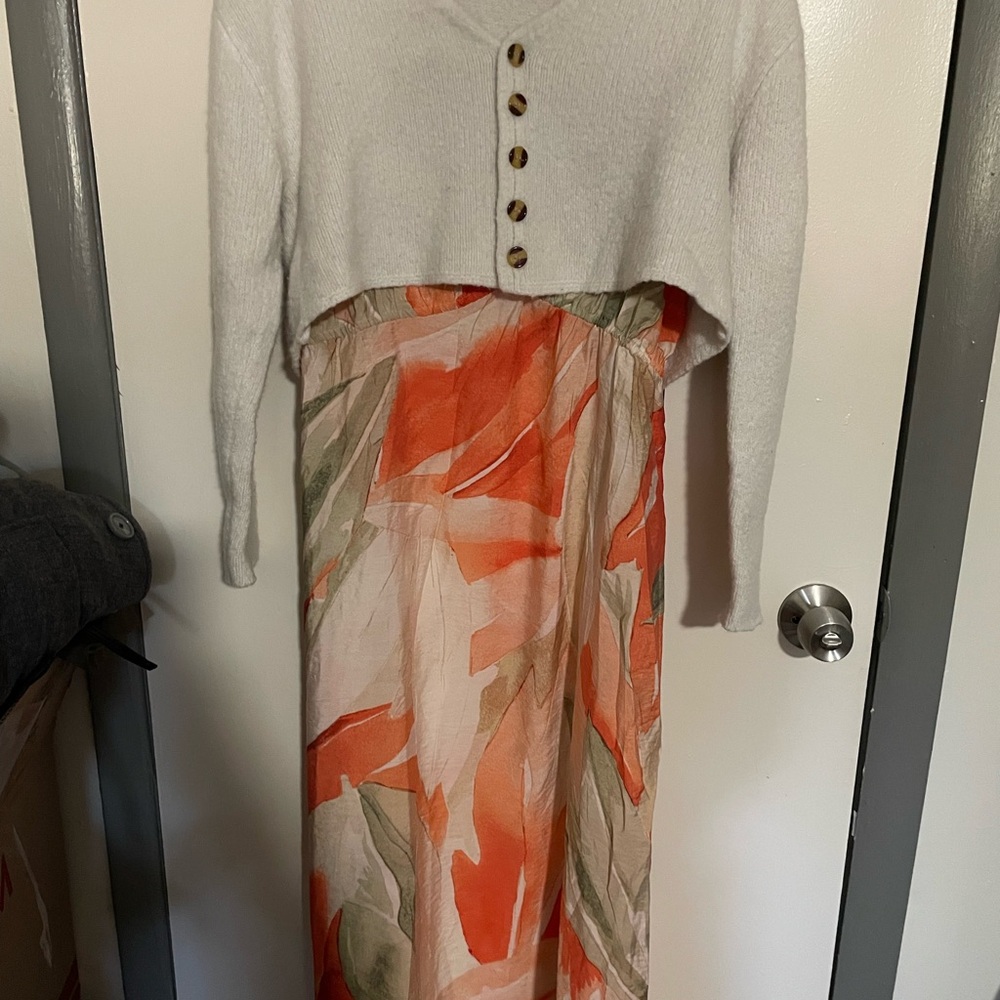 H & M Maxi Summer Dress & cropped Sweater Size S Womens 2 pc Outfit Bundle Lot